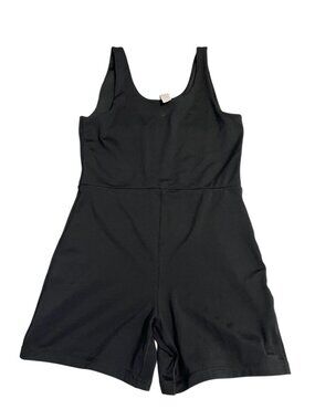 Yogalicious Lux Womens M Black Romper Unitard Biker Shorts Workout Yoga Gym